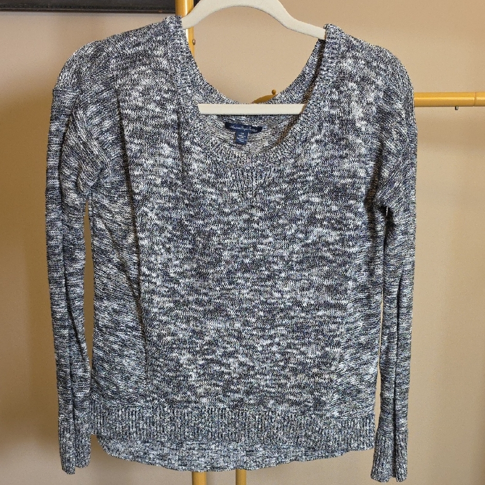 American Eagle Outfitters Sparkle Marled Crewneck Sweater in Silver and White